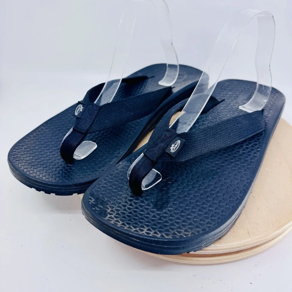 Chaco Ecotread Flip Flop Sandals Mens 11 Black Thong Slip On Comfort Shoes